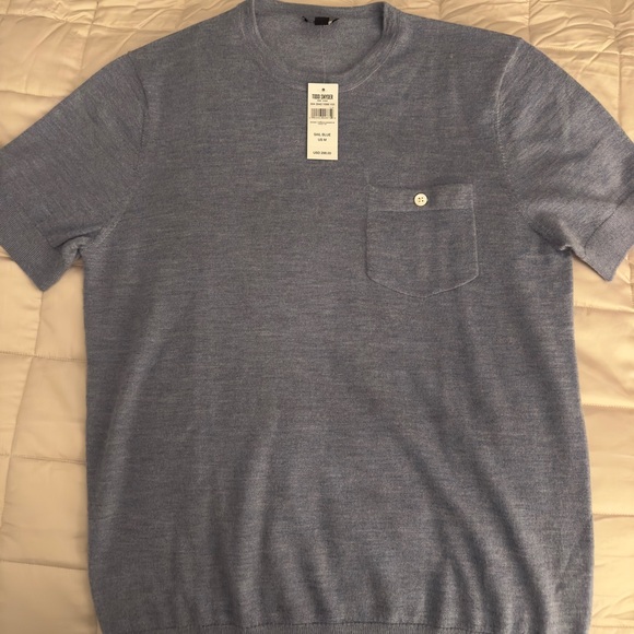 Men's Todd Snyder cashmere pocket t-shirt in sail blue - Picture 1 of 2